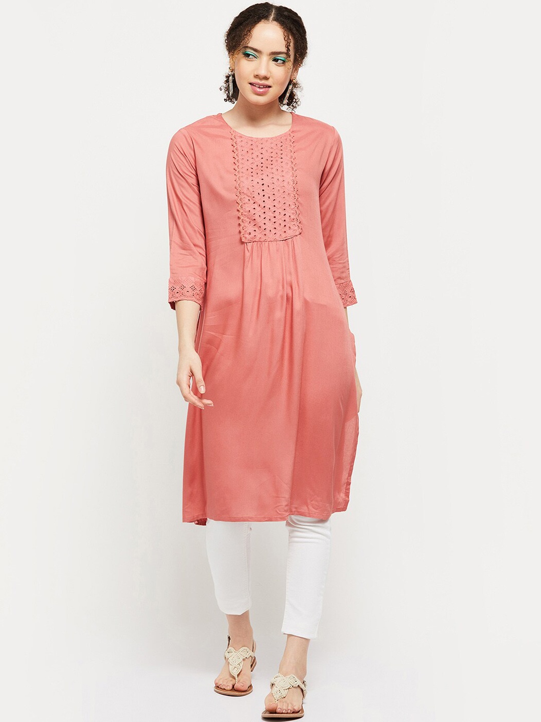 

max Women Coral Thread Work Kurta