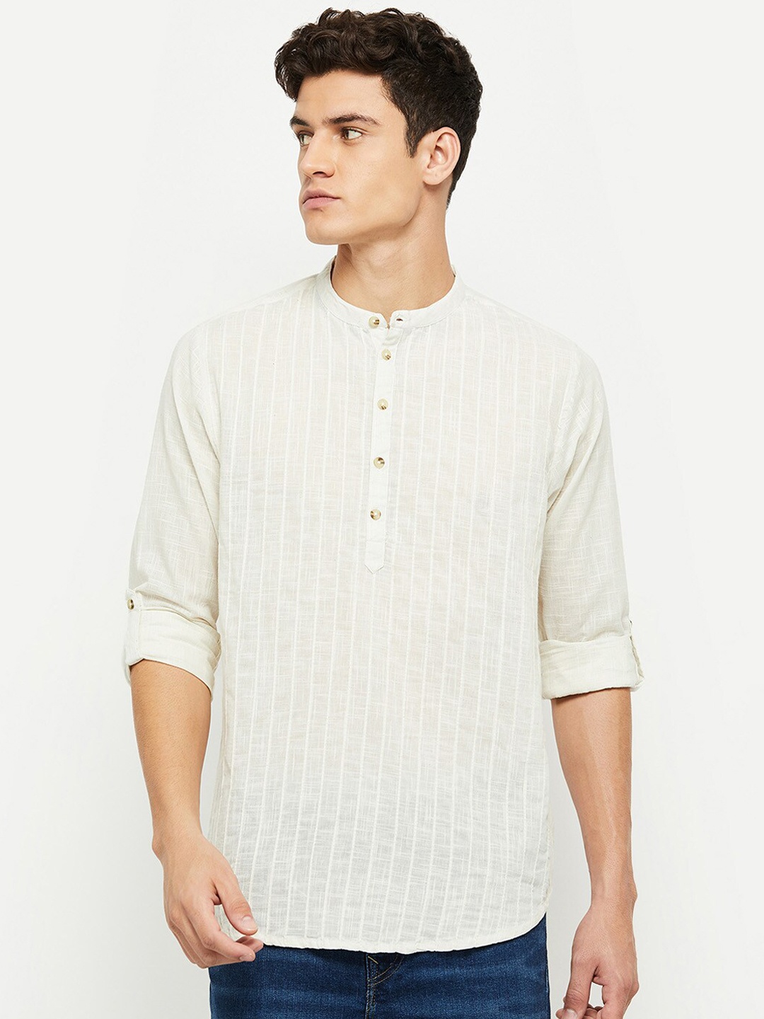 

max Men Beige Striped Kurta
