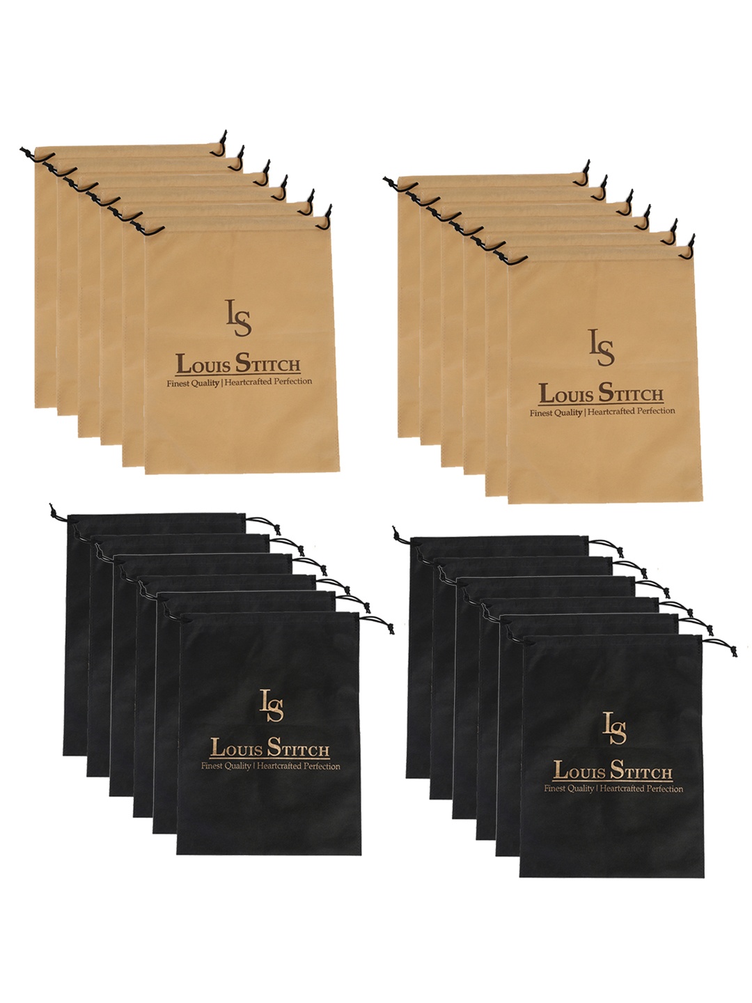 

LOUIS STITCH Men Black & Beige Set Of 24 Solid Non-Woven Shoe Organiser