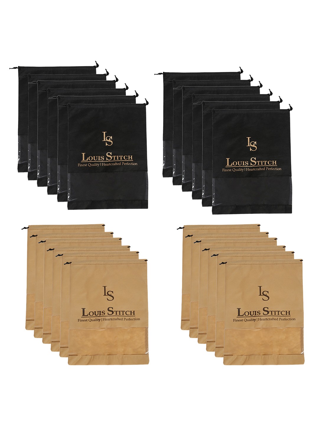 

LOUIS STITCH Men Set Of 24 Solid Shoe Organiser, Black