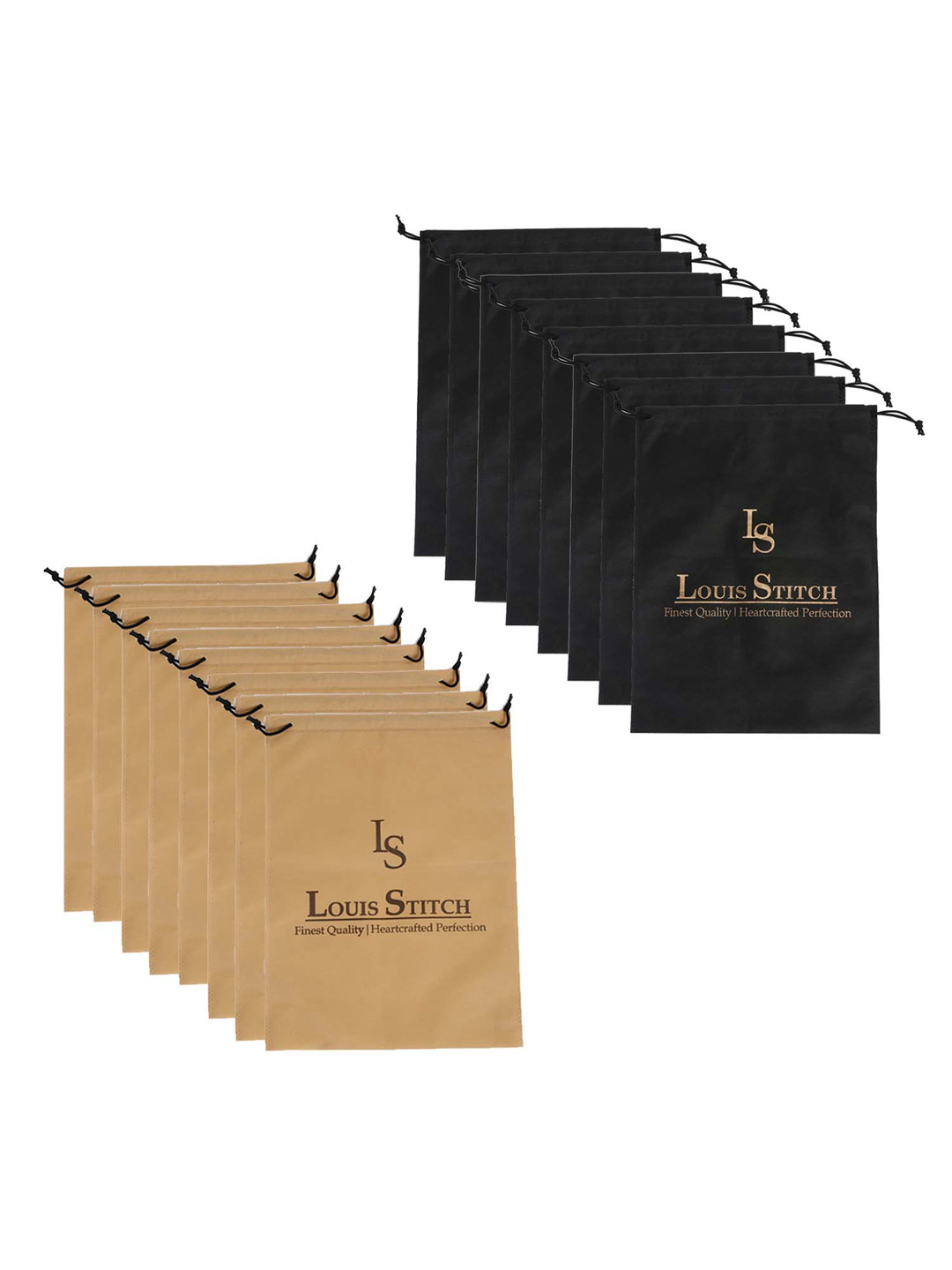 

LOUIS STITCH Men Set Of 16 Solid Non-Woven Shoe Bags, Black