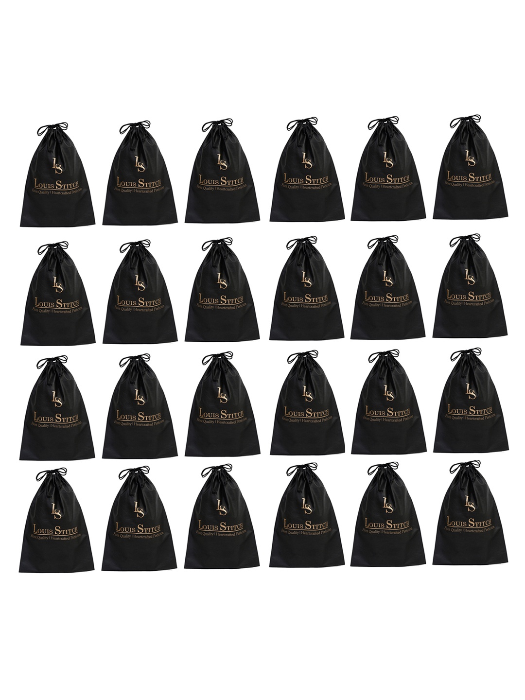 

LOUIS STITCH Men Pack of 24 Shoe Bags With Drawstrings, Black