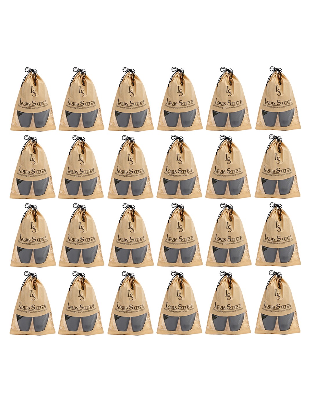 

LOUIS STITCH Men Pack of 24 Shoe Bags With Drawstrings, Beige