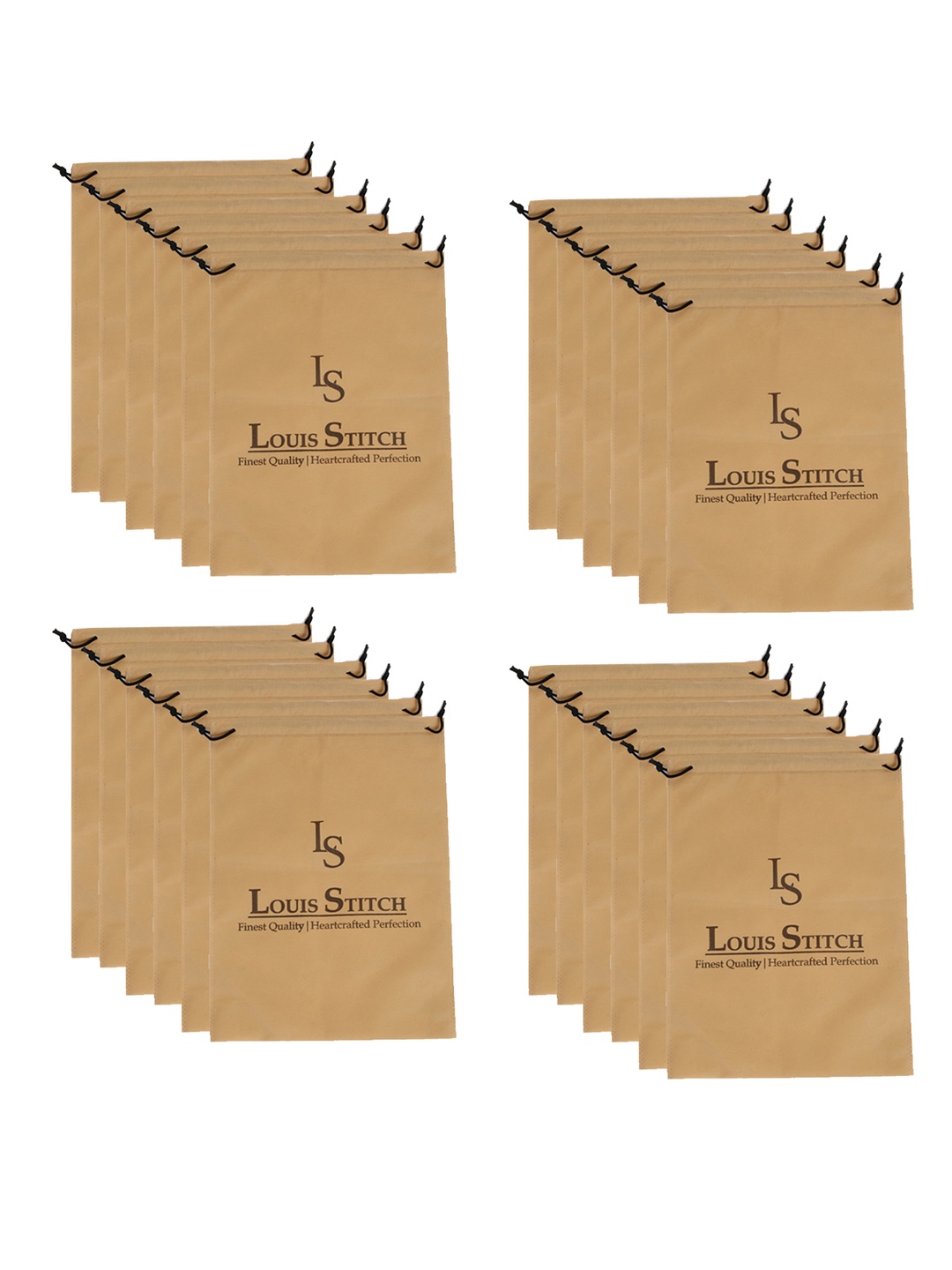 

LOUIS STITCH Pack Set Of 24 Solid Shoe Bags, Beige