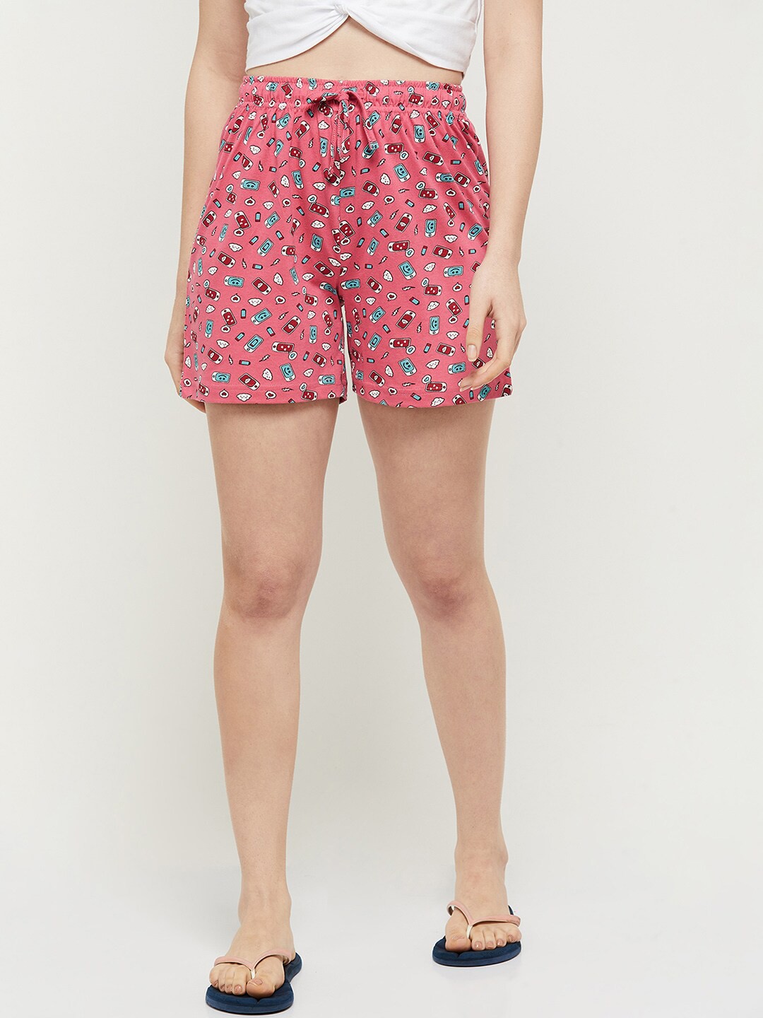 

max Women Pink & Blue Printed Lounge Shorts