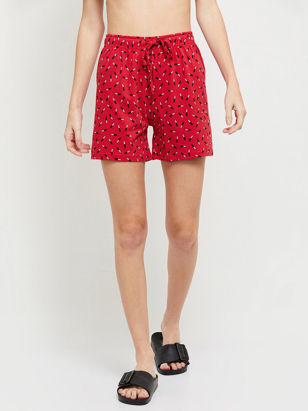 

max Women Red & Black Printed Lounge Shorts