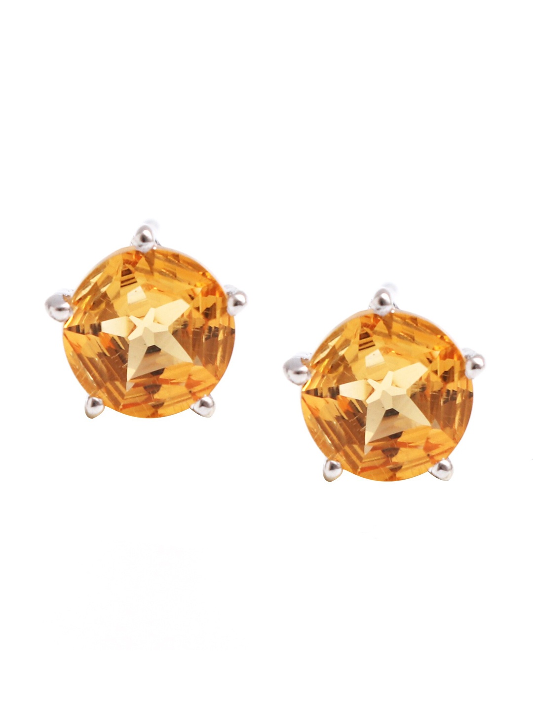 

HIFLYER JEWELS Women Yellow & Silver-Toned Contemporary Studs Earrings