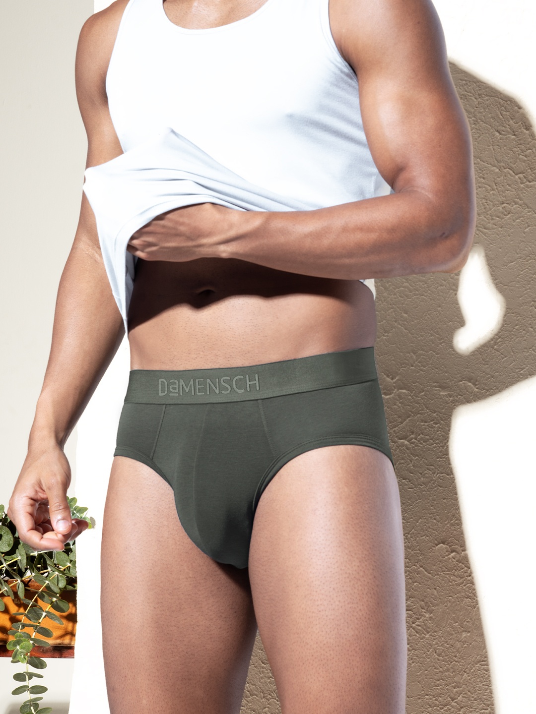 

DaMENSCH DEO-SOFT Solid Premium Egyptian Cotton-Modal Blend Briefs, Green