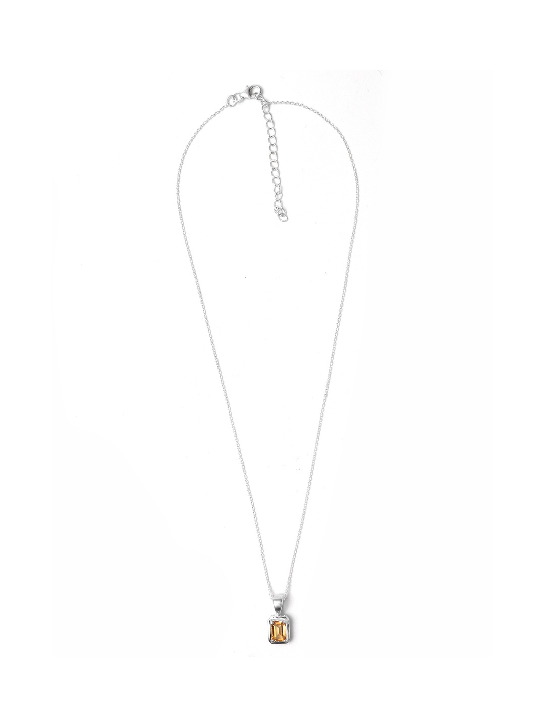 

HIFLYER JEWELS Women Rhodium-Plated Yellow & Silver Quartz Gemstone Pendant