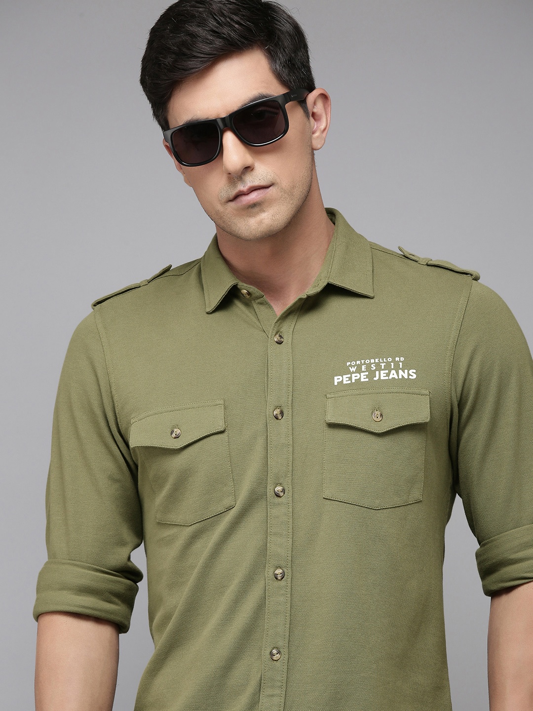 

Pepe Jeans Men Pure Cotton Casual Shirt, Olive