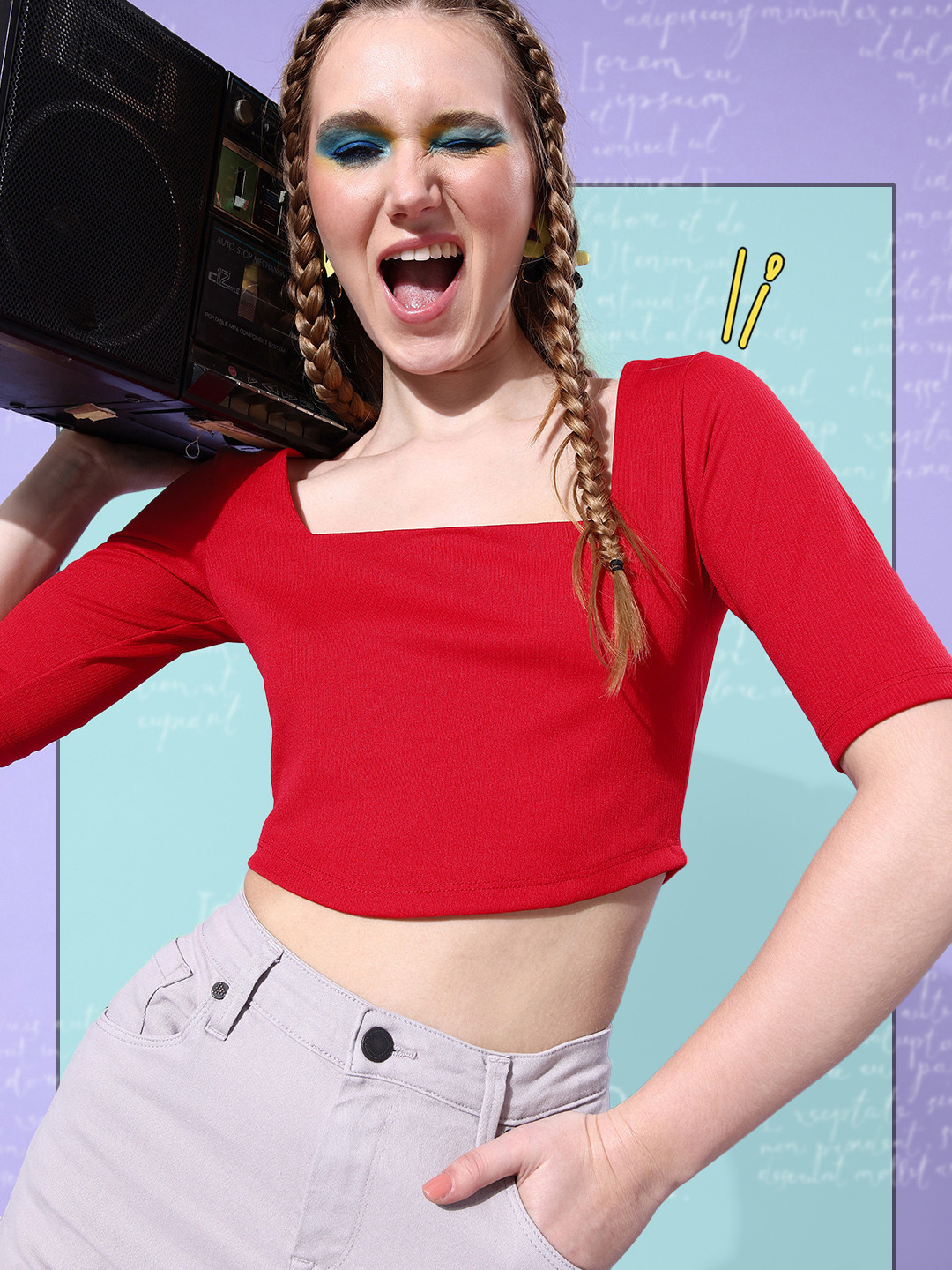 

DressBerry Royal Red Striped Preppy College Cool Super Cropped Underbust Curve Top