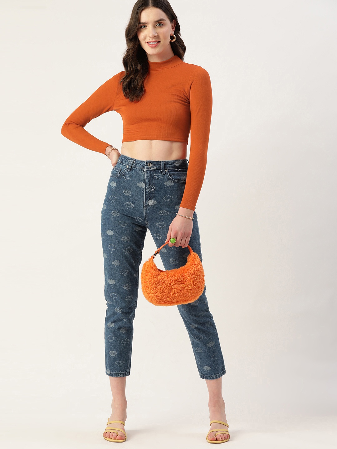 

DressBerry High Neck Crop Top, Rust