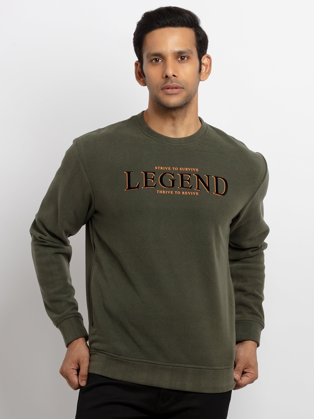 

Status Quo Men Olive Green Sweatshirt