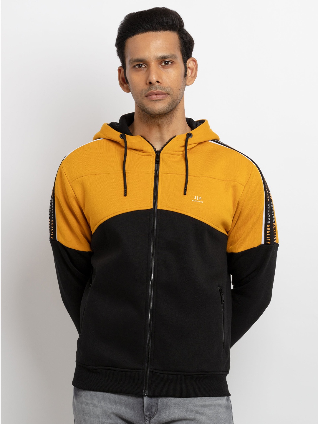 

Status Quo Men Mustard Colourblocked Sweatshirt