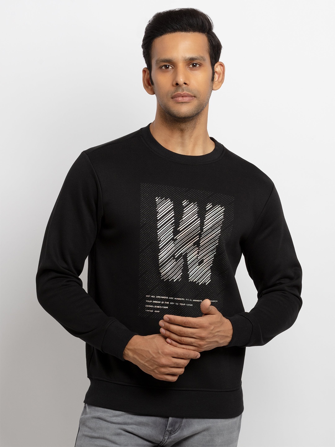 

Status Quo Men Black Printed Sweatshirt