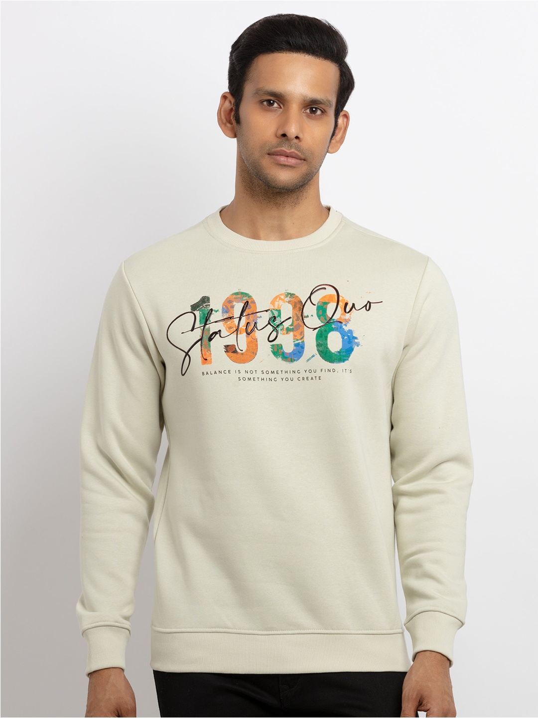 

Status Quo Men Green Printed Sweatshirt