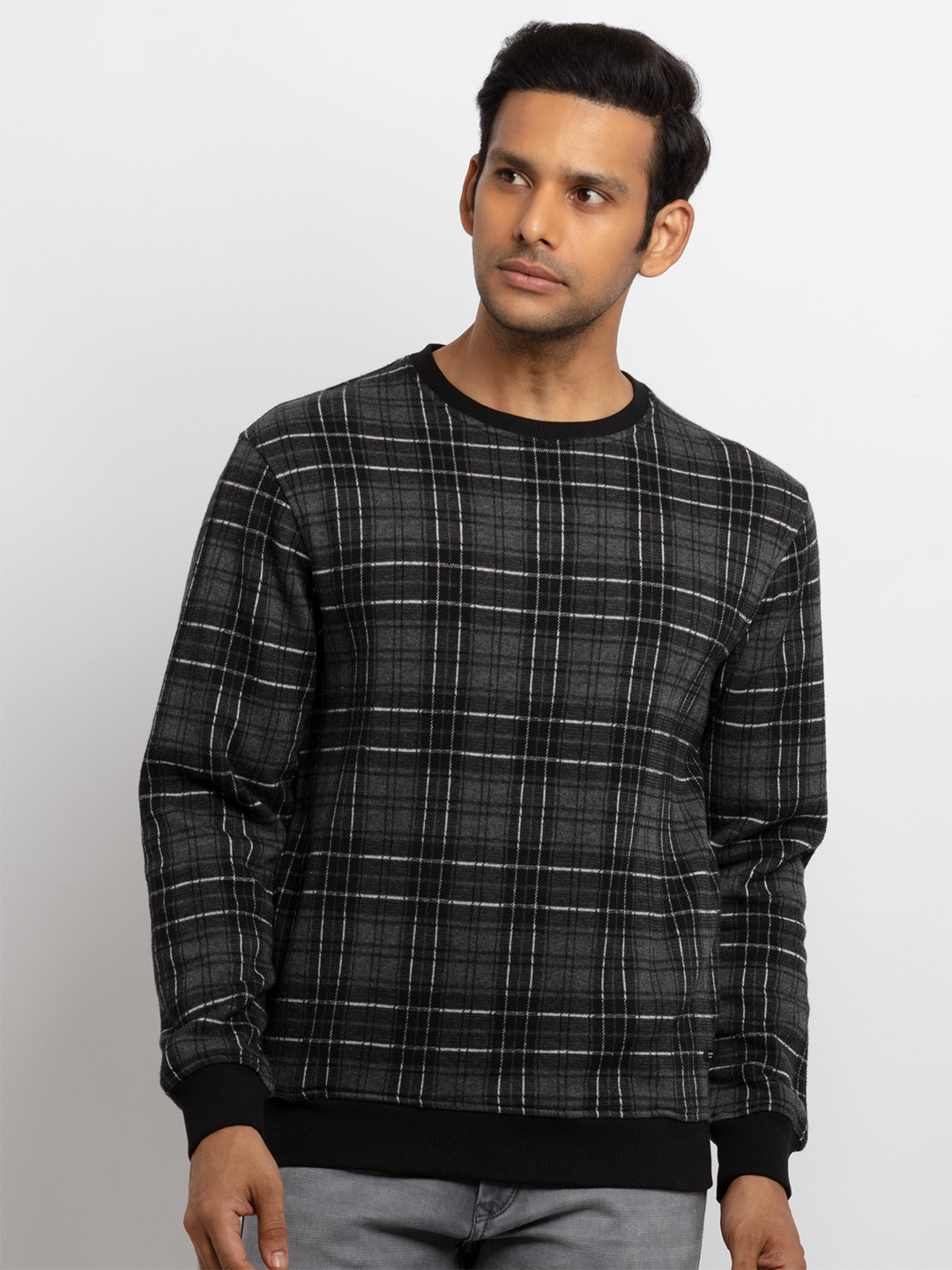 

Status Quo Men Black Checked Sweatshirt