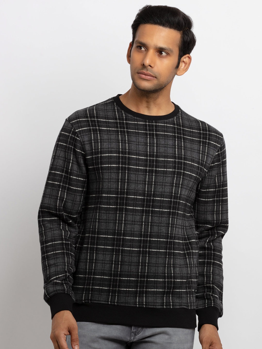 

Status Quo Men Black Checked Sweatshirt