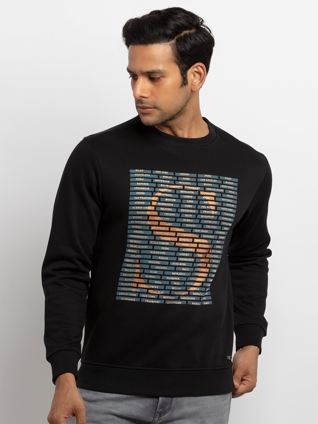 

Status Quo Men Black Printed Sweatshirt