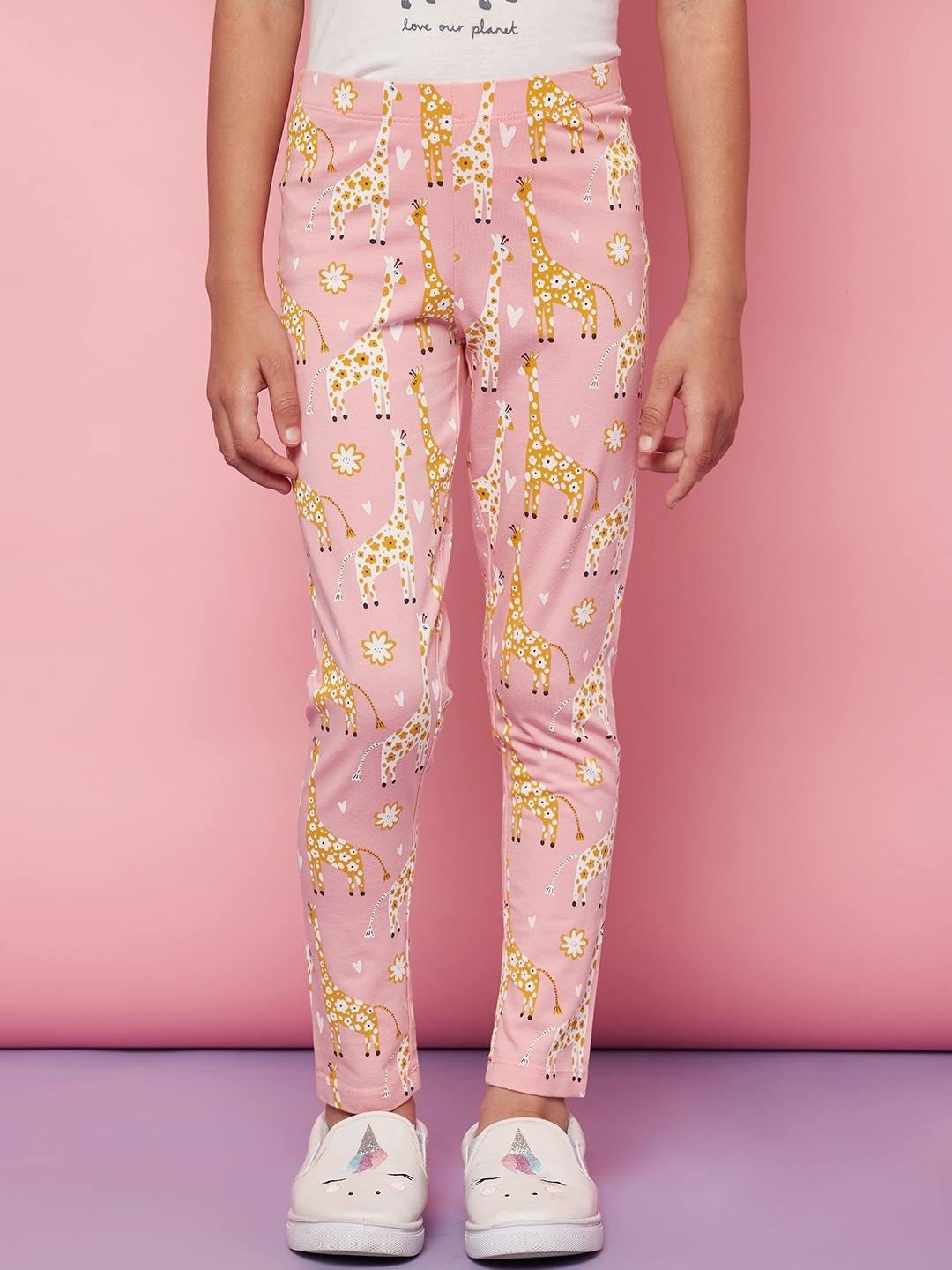 

SPUNKIES Girls Pink Printed Ankle-Length Leggings