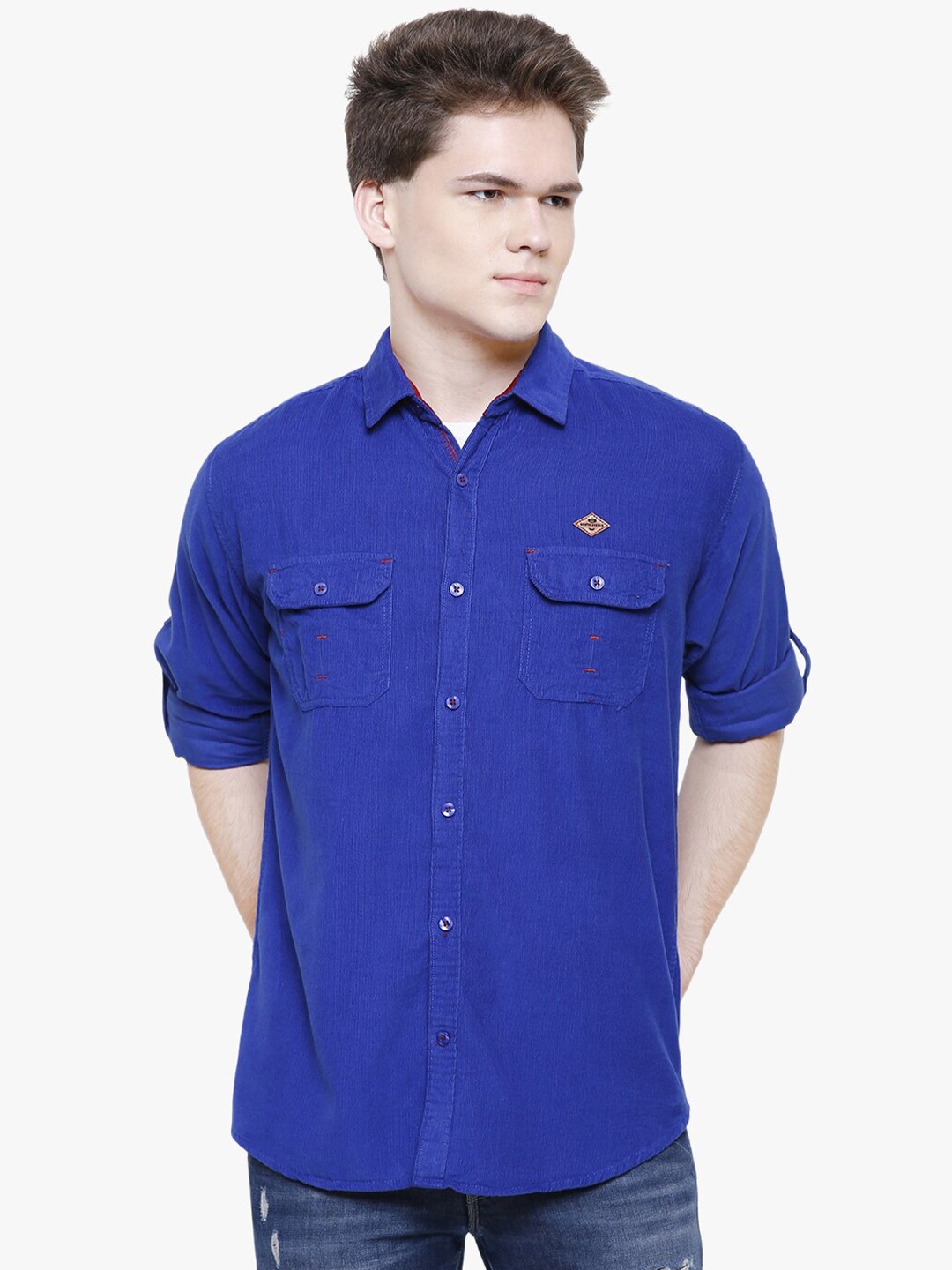 

Kuons Avenue Men Blue Smart Slim Fit Cotton Casual Shirt