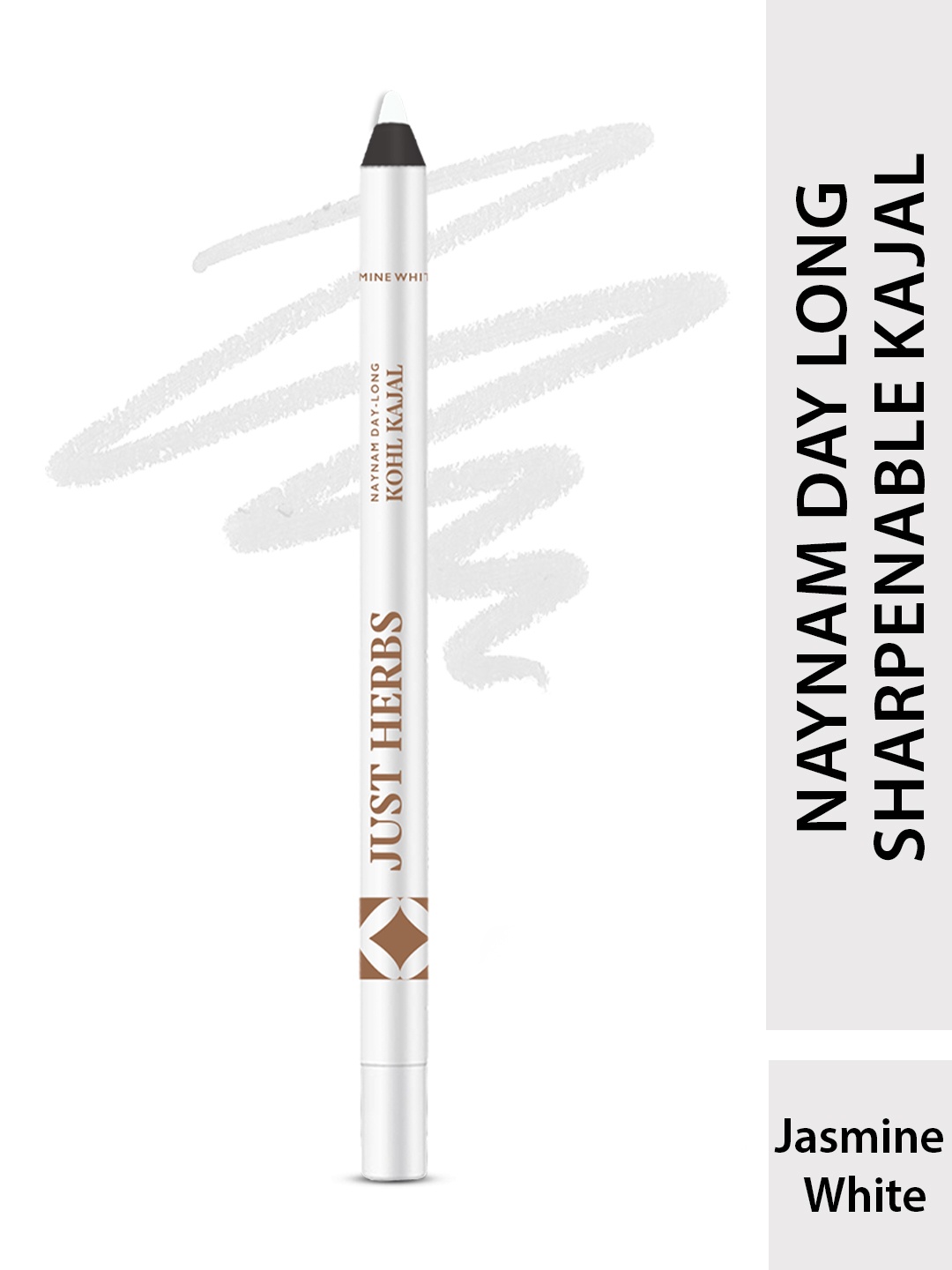 

Just Herbs 2 In 1 Naynam Day Waterproof Kajal with Sharpener 1.2g - Jasmine White