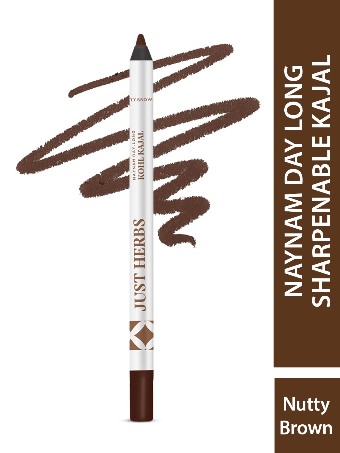 

Just Herbs 2 In 1 Naynam Day Waterproof Kajal with Sharpener 1.2g - Nutty Brown