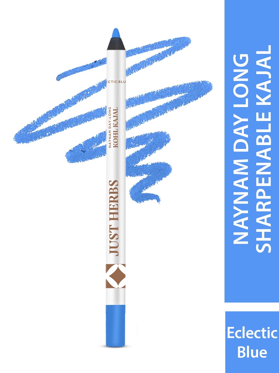 

Just Herbs 2 In 1 Naynam Day Waterproof Kajal with Sharpener 1.2g - Eclectic Blue