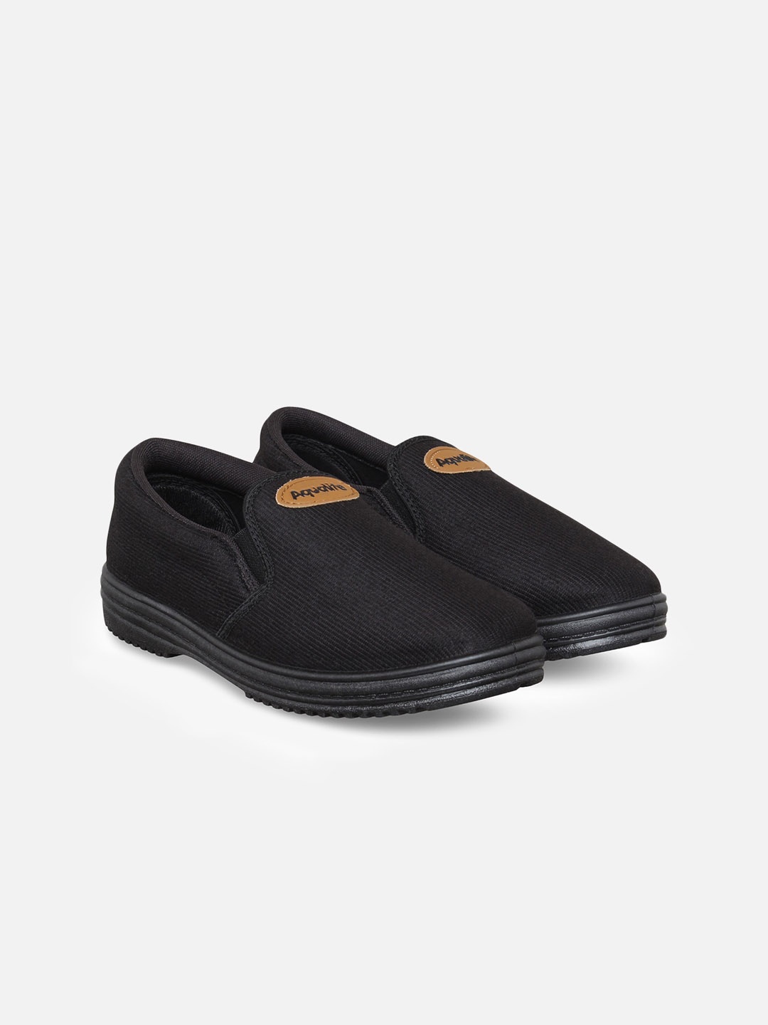 

Aqualite Men Black Textured Slip-On Sneakers
