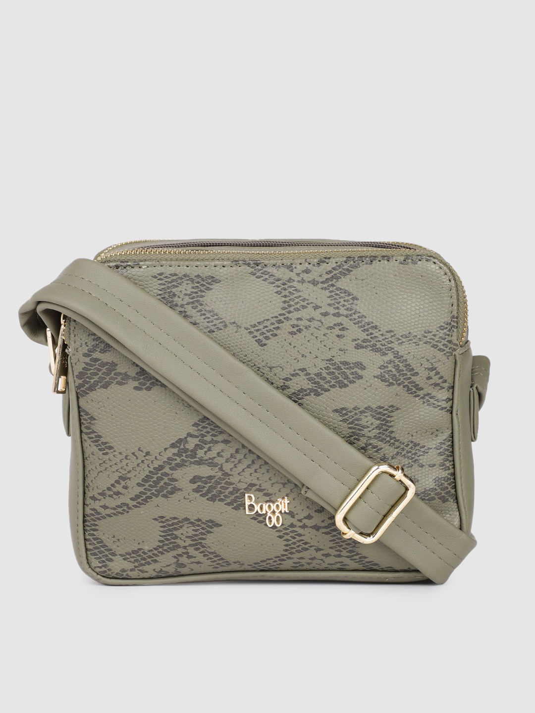 

Baggit Olive Green Textured Sling Bag