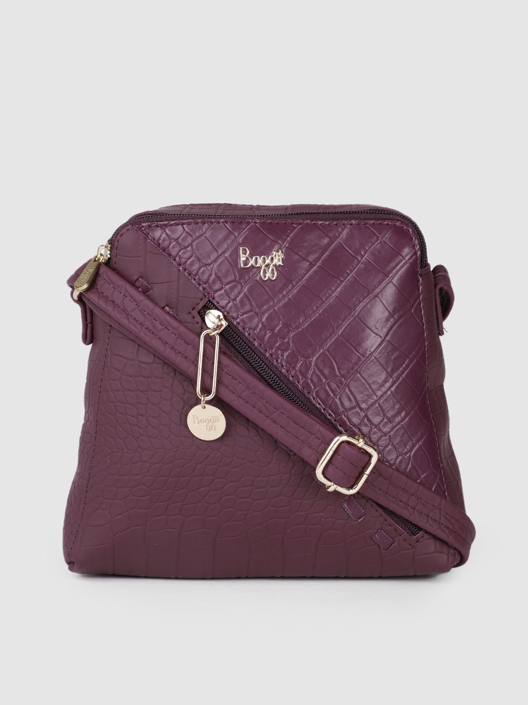 

Baggit Purple Animal Textured Structured Sling Bag