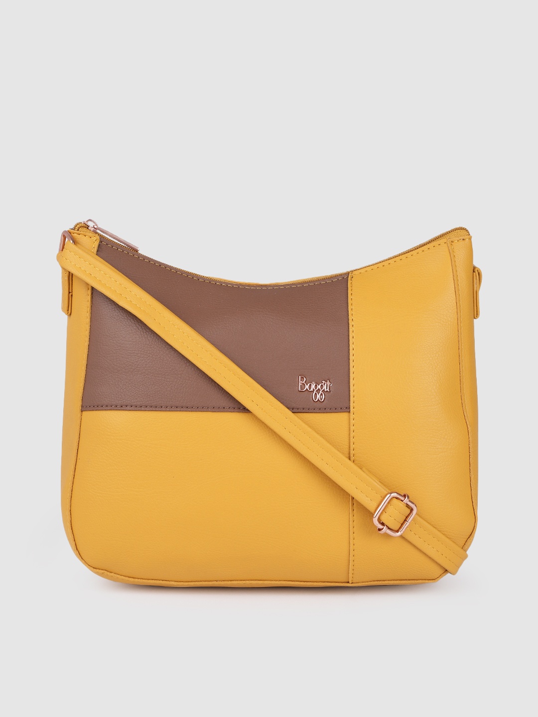 

Baggit Yellow & Brown Colourblocked Sling Bag