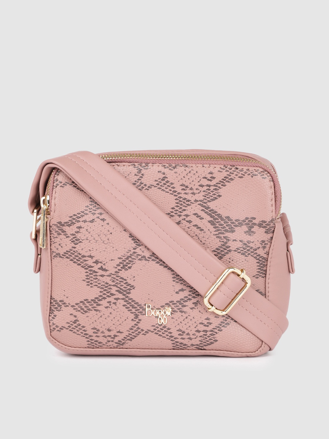 

Baggit Pink Animal Textured Structured Sling Bag