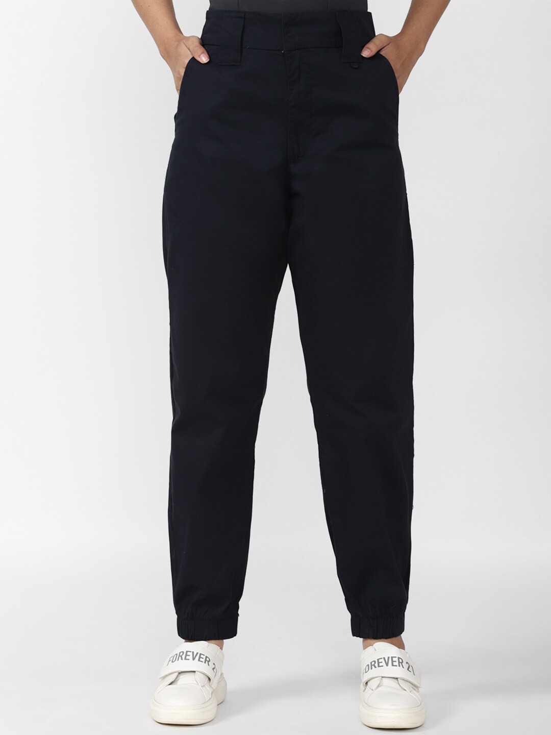 

FOREVER 21 Women Navy Blue Regular Fit Joggers Casual Trousers