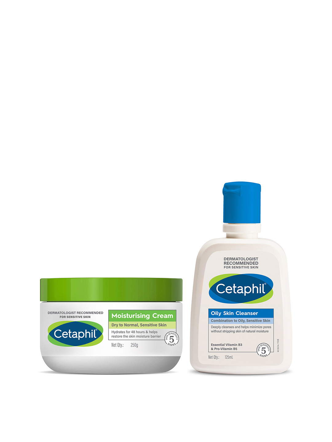 

Cetaphil Set of Moisturising Cream 250 g & Oily Skin Cleanser 125 ml, White