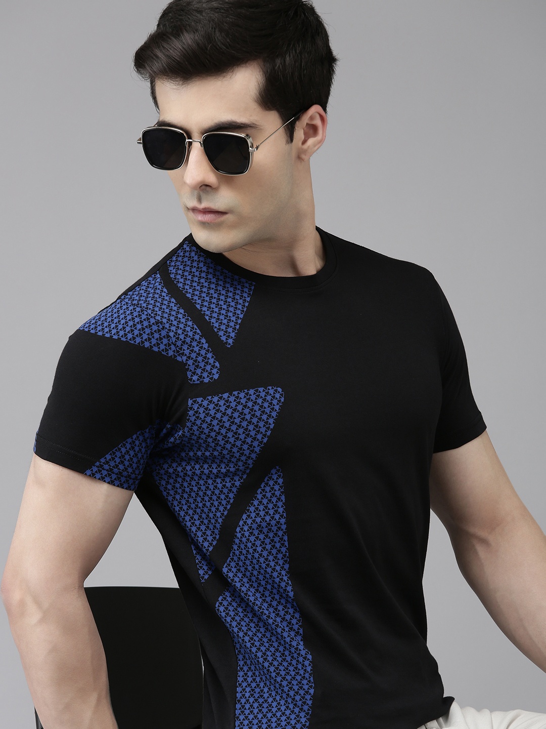 

Pepe Jeans Geometric Printed Pure Cotton Slim Fit T-shirt, Black