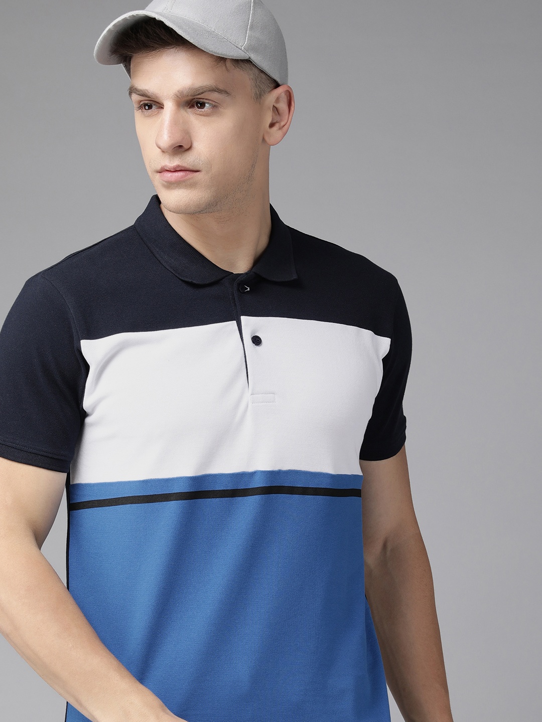 

Pepe Jeans Colourblocked Polo Collar Pure Cotton T-shirt, Blue