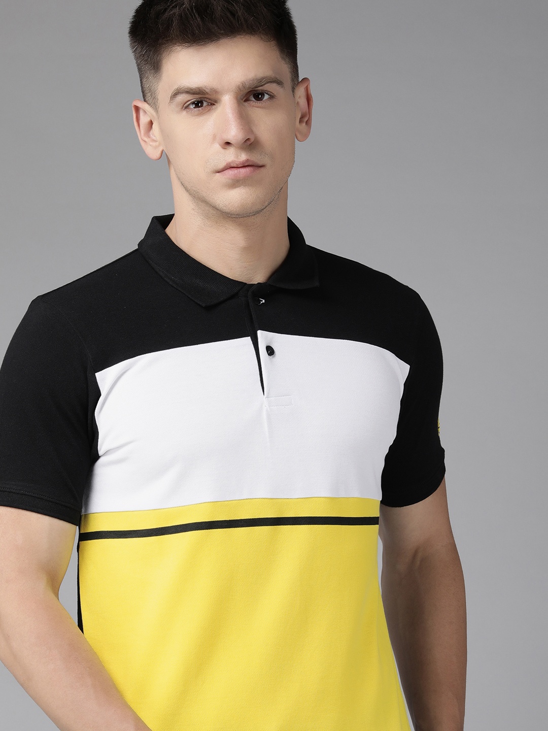 

Pepe Jeans Colourblocked Polo Collar Pure Cotton T-shirt, Yellow