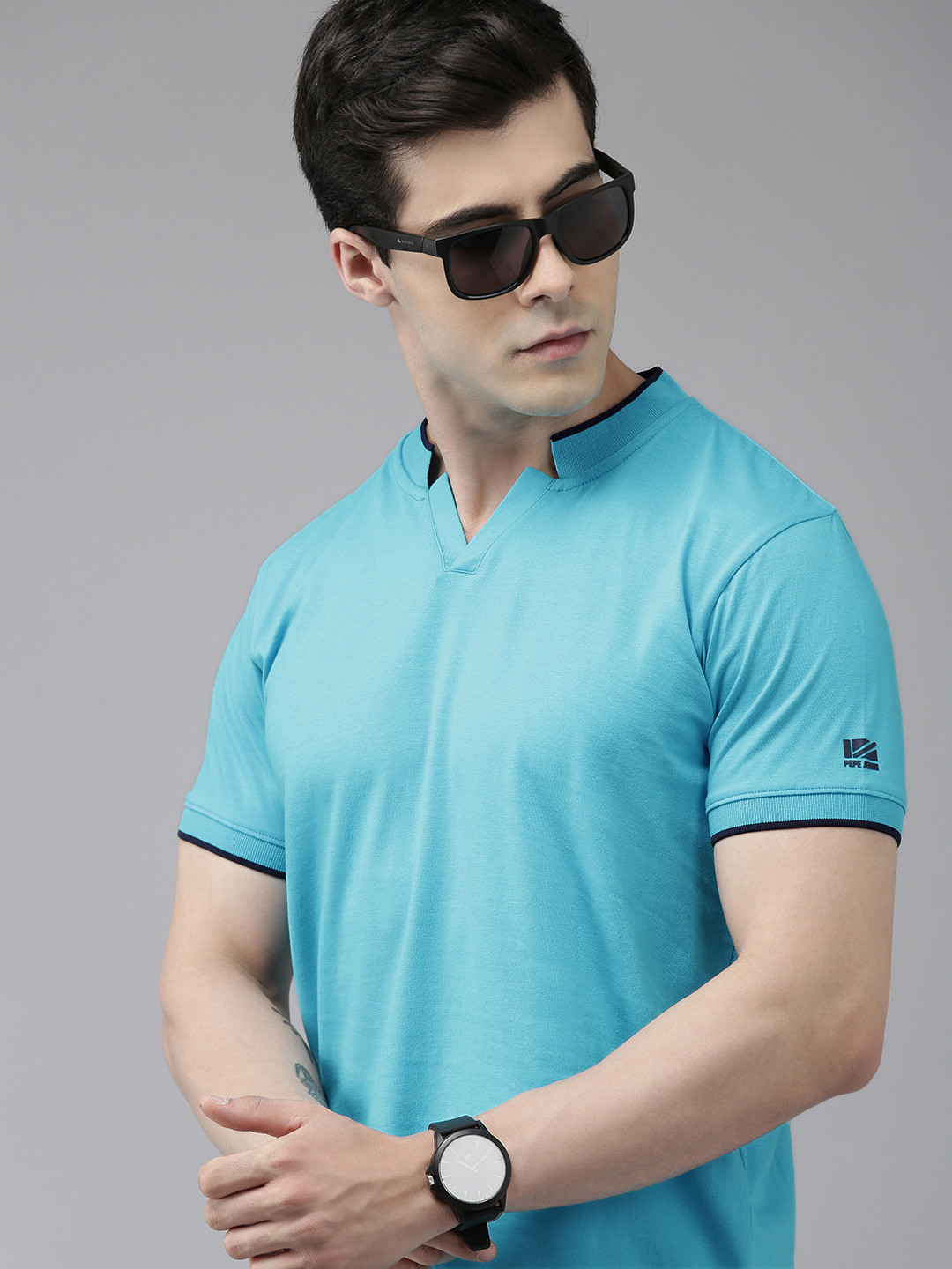 

Pepe Jeans Henley Neck Pure Cotton T-shirt, Blue