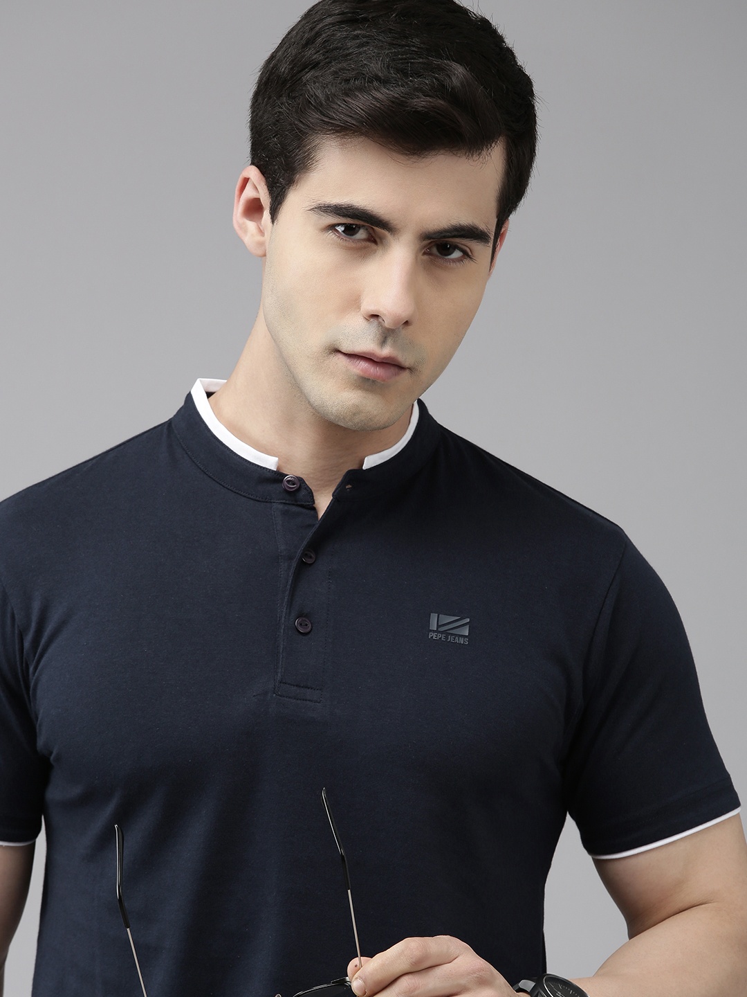 

Pepe Jeans Henley Neck Pure Cotton T-shirt, Navy blue
