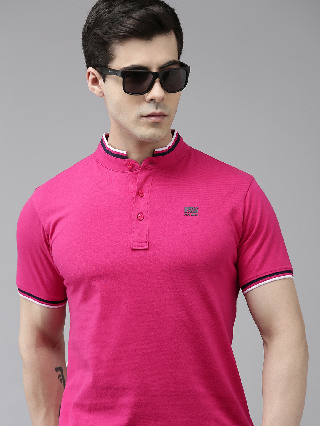 

Pepe Jeans Henley Neck Pure Cotton T-shirt, Pink