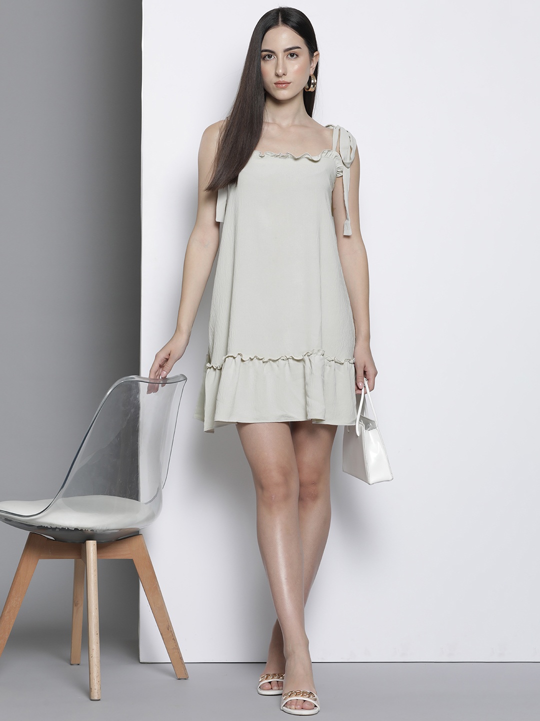 

Trendyol Tie-Up A-Line Dress, Beige