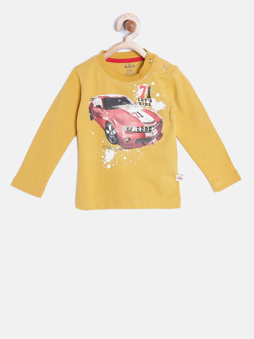 

Baby League Boys Mustard Yellow Printed Round Neck Pure Cotton T-shirt
