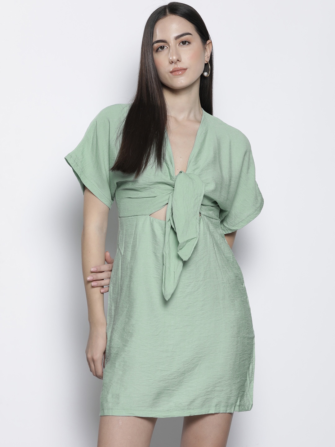 

Trendyol Tie-Up Cut-Out Detail A-Line Dress, Green