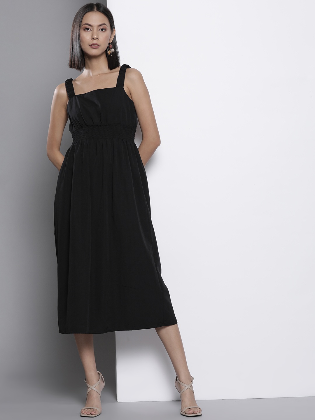 

Trendyol Women Black A-Line Midi Dress