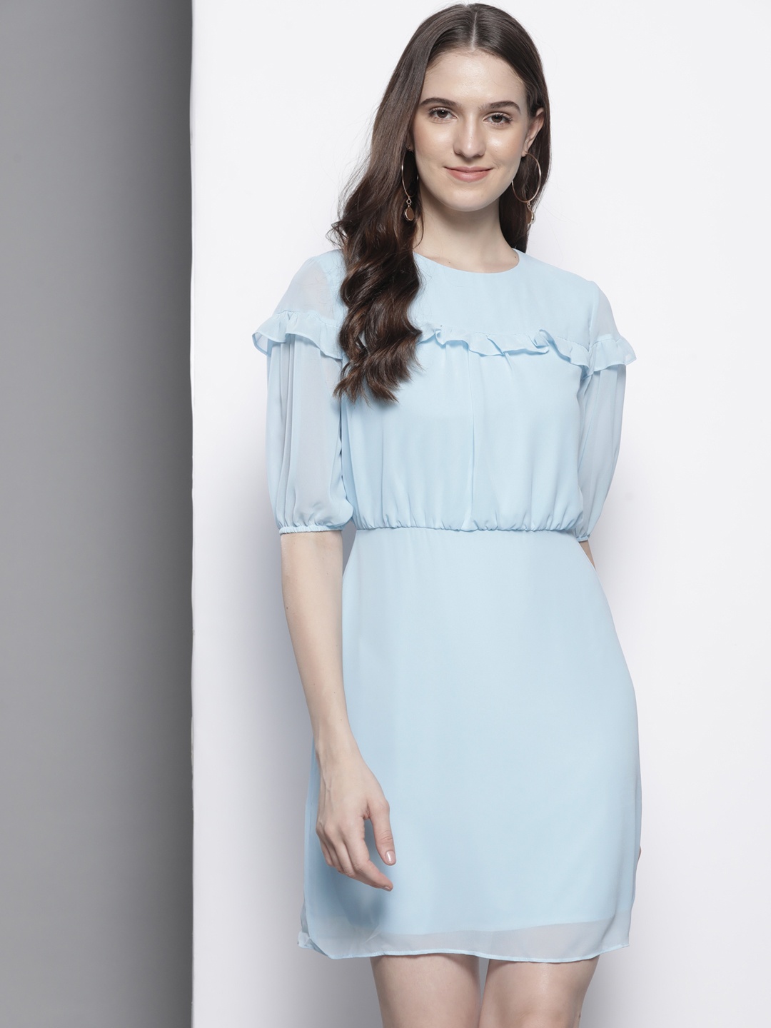 

Trendyol Blue Solid Shift Dress