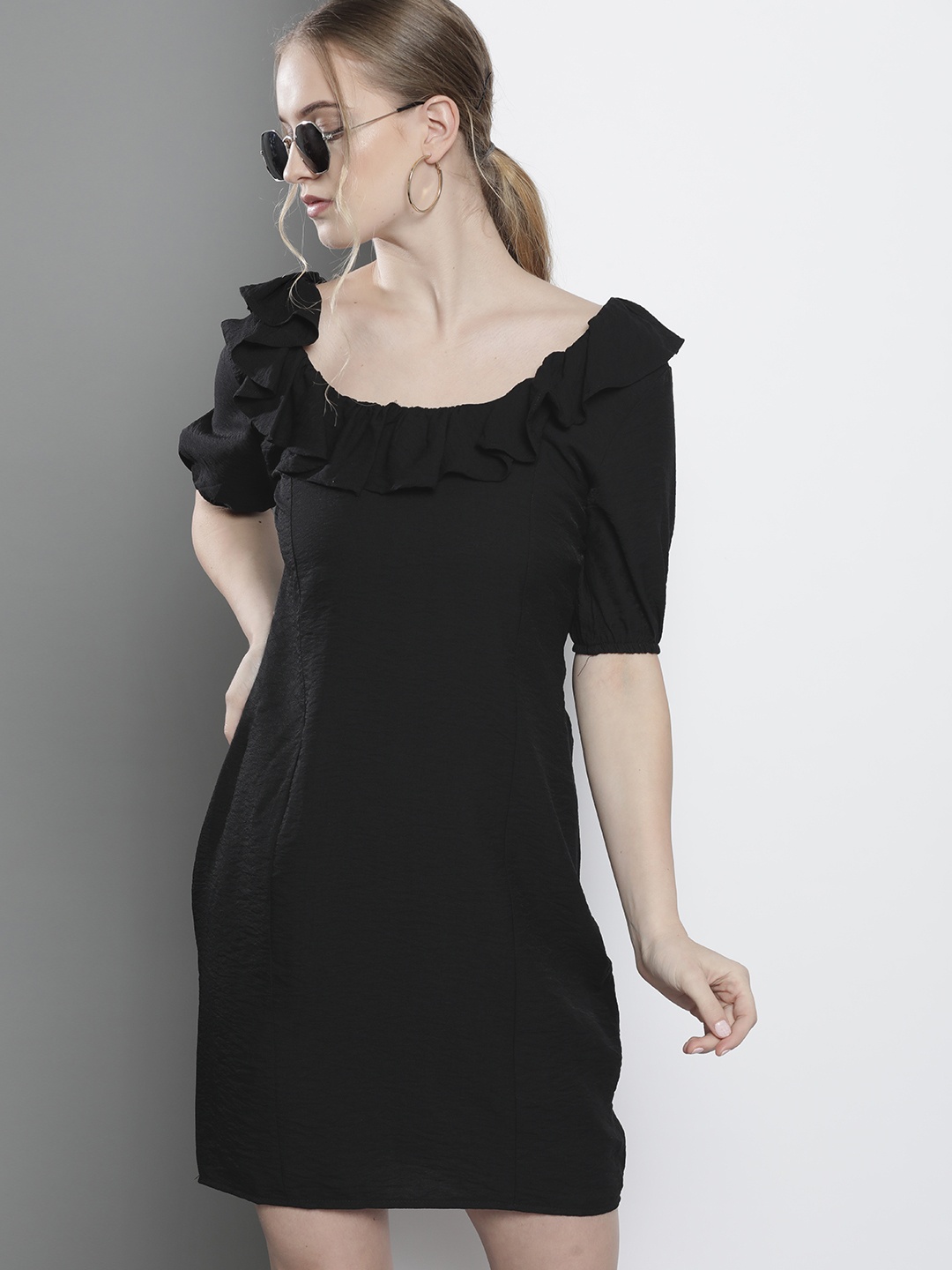 

Trendyol Women Black Solid Sheath Dress