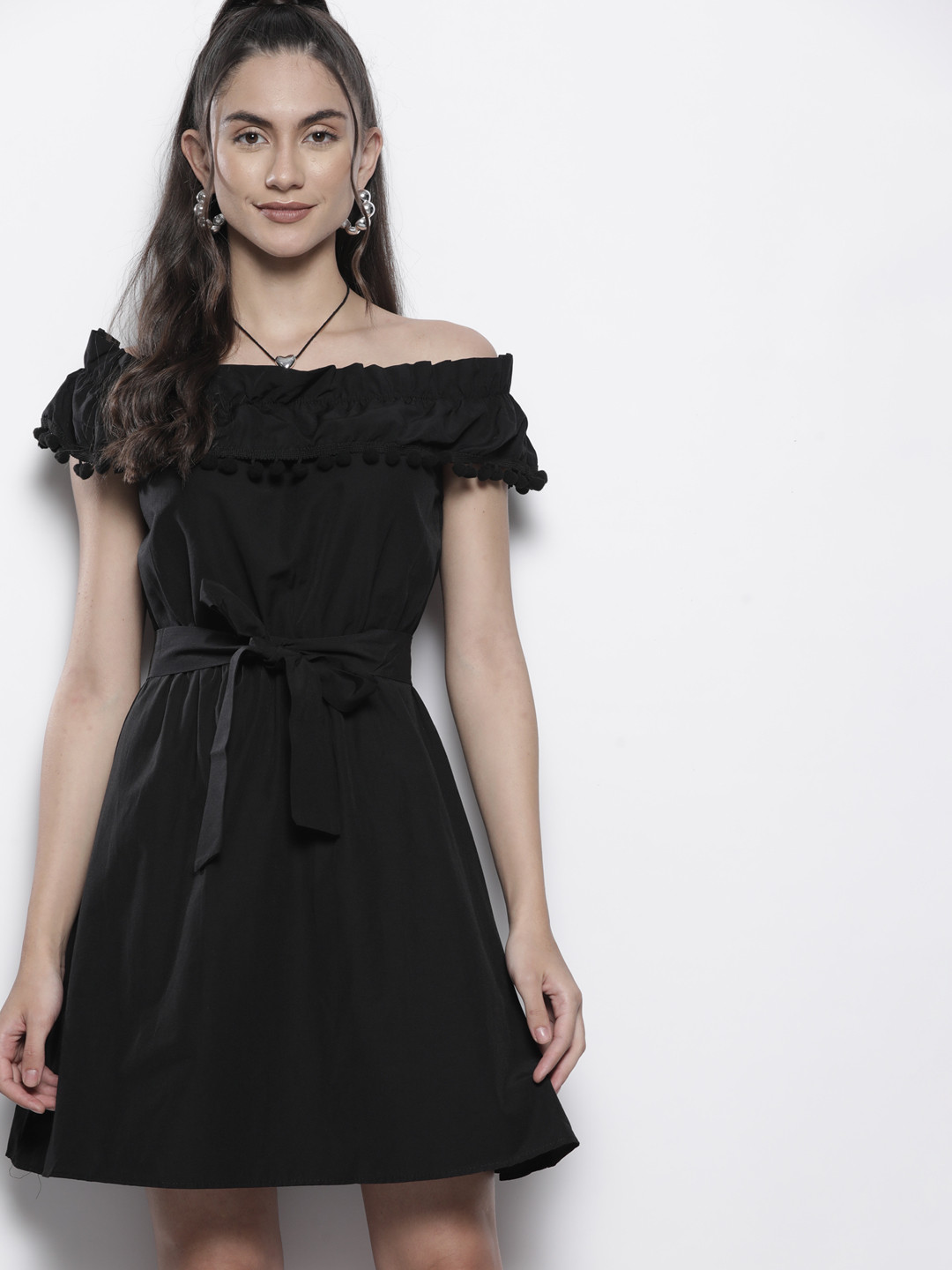 

Trendyol Women Black Solid A-Line Dress