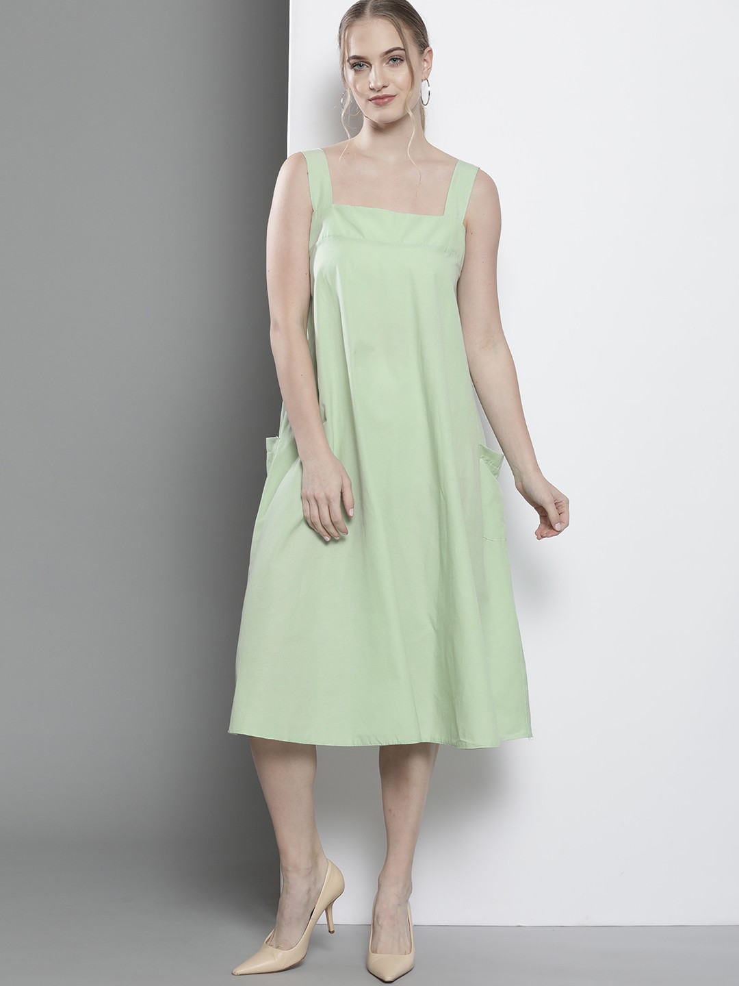 

Trendyol Women Green Solid A-Line Dress