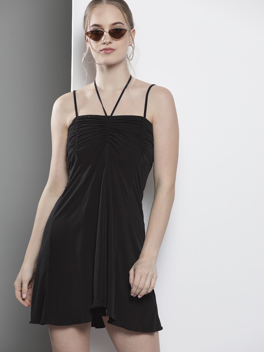 

Trendyol Black Solid A-Line Dress